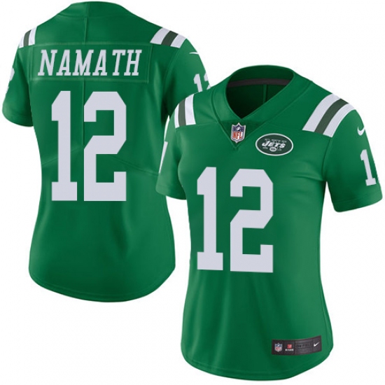 Women's Nike New York Jets #12 Joe Namath Limited Green Rush Vapor Untouchable NFL Jersey - Ujersey