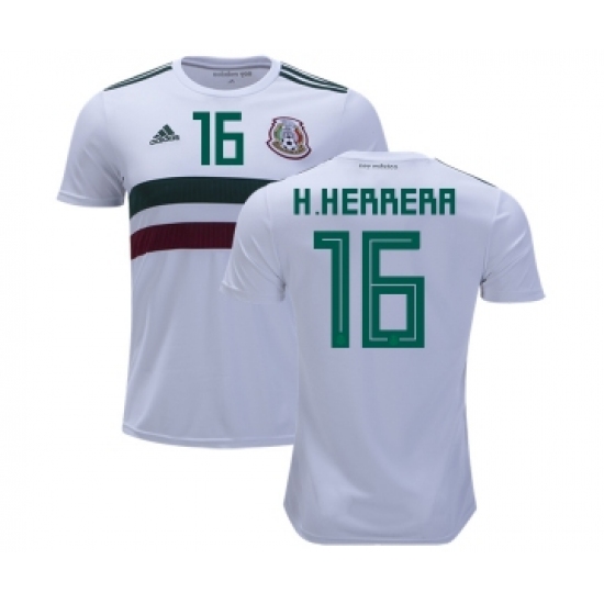 Mexico #16 H.Herrera Away Kid Soccer Country Jersey