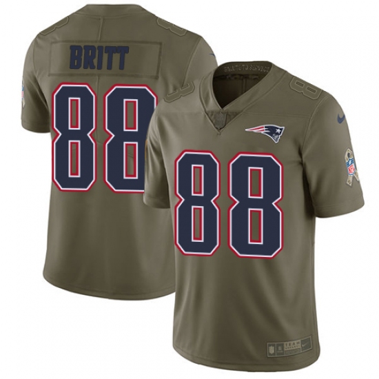 Youth Nike New England Patriots #88 Kenny Britt Limited Olive 2017 Salute to Service NFL Jersey - Ujersey