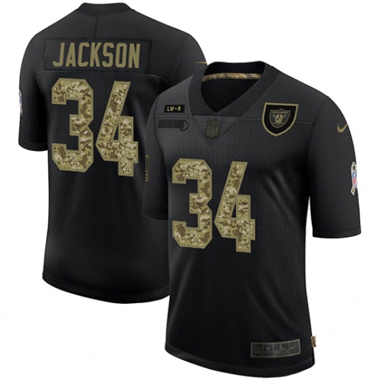 Men's Oakland Raiders #34 Bo Jackson Camo 2020 Salute To Service Limited Jersey