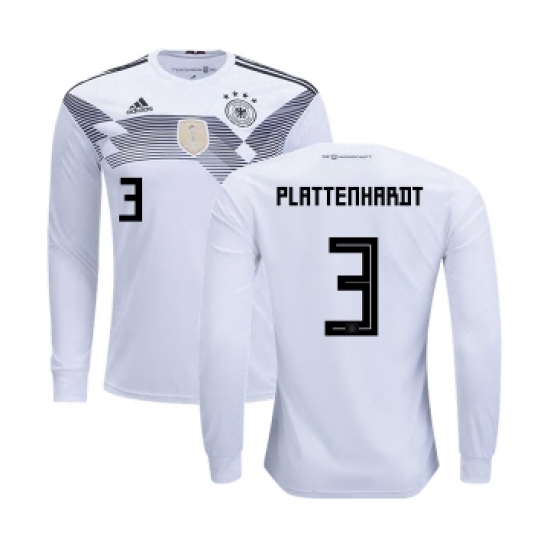 Germany #3 Plattenhardt Home Long Sleeves Kid Soccer Country Jersey