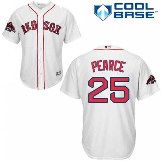 Youth Majestic Boston Red Sox #25 Steve Pearce Authentic White Home Cool Base 2018 World Series Champions MLB Jersey - Ujersey