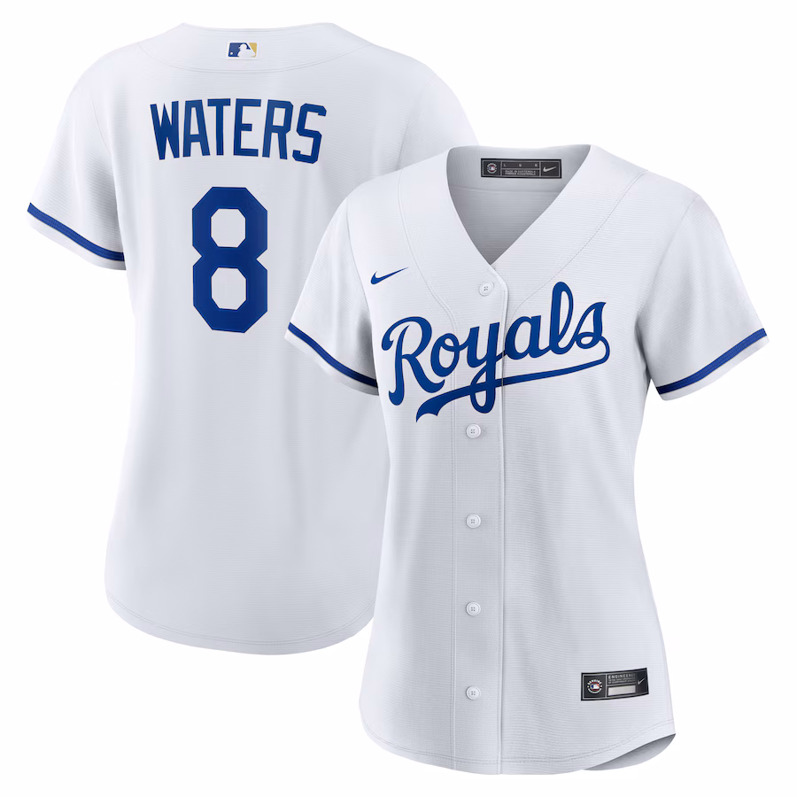 Women's Kansas City Royals Drew Waters Nike White Home Replica Jersey - Ujersey