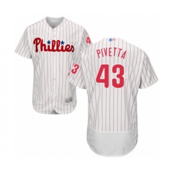 Men's Philadelphia Phillies #43 Nick Pivetta White Home Flex Base Authentic Collection Baseball Player Jersey - Ujersey