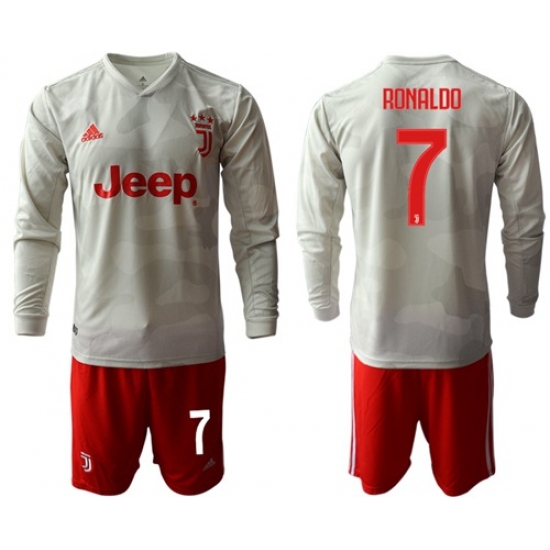Juventus #7 Ronaldo Away Long Sleeves Soccer Club Jersey