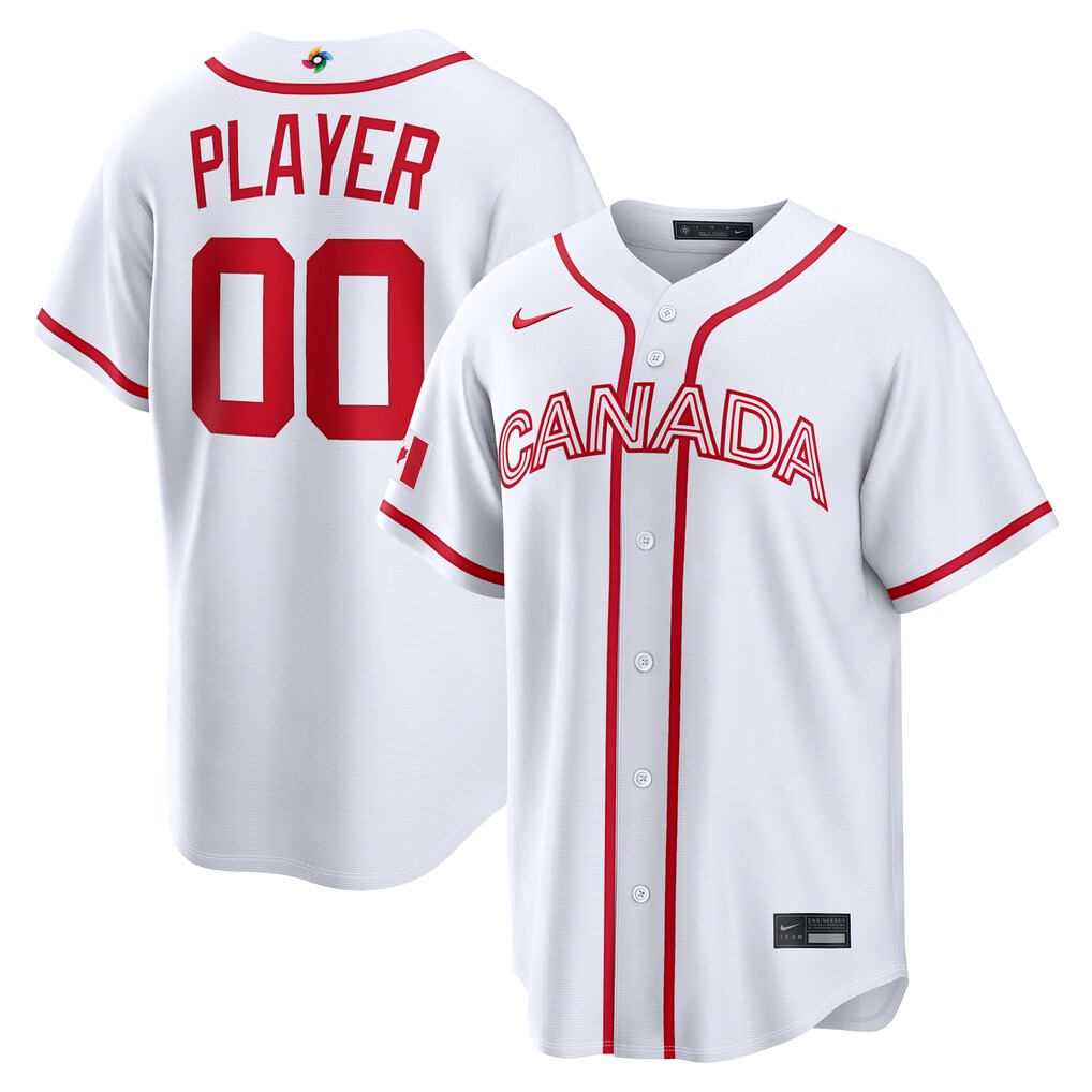 Men's Canada Baseball Nike White 2026 World Baseball Classic Home Pick-A-Player Jersey - Ujersey