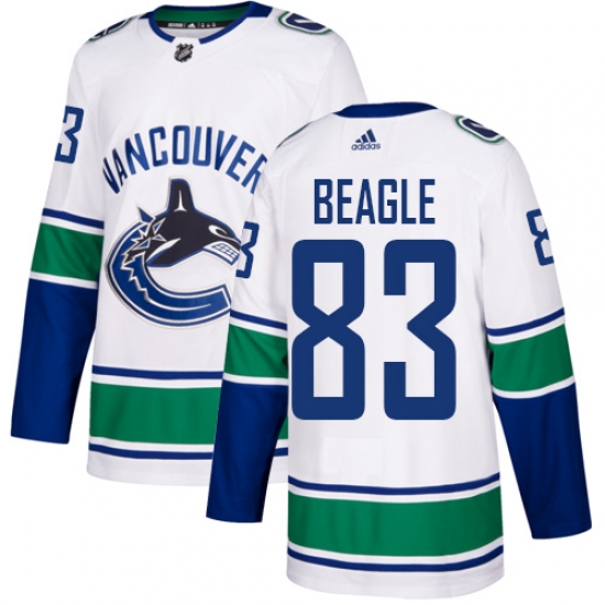 Youth Adidas Vancouver Canucks #83 Jay Beagle Authentic White Away NHL Jersey - Ujersey