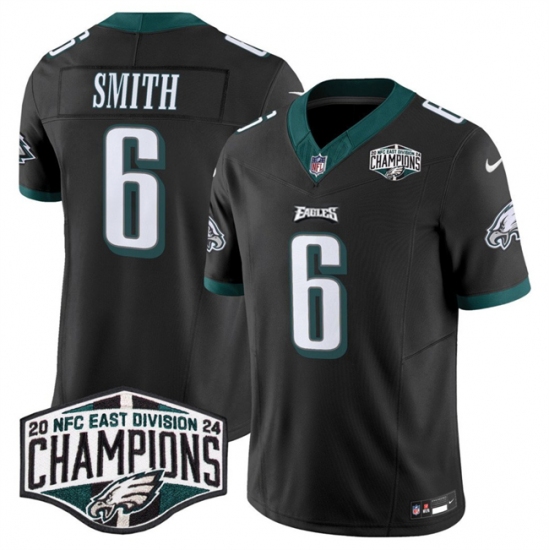 Men's Philadelphia Eagles #6 DeVonta Smith Black 2024 NFC East Champions F.U.S.E. Vapor Untouchable Limited Stitched Football Jersey - Ujersey