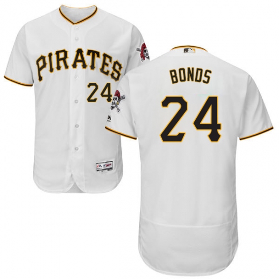 Men's Majestic Pittsburgh Pirates #24 Barry Bonds White Home Flex Base Authentic Collection MLB Jersey - Ujersey