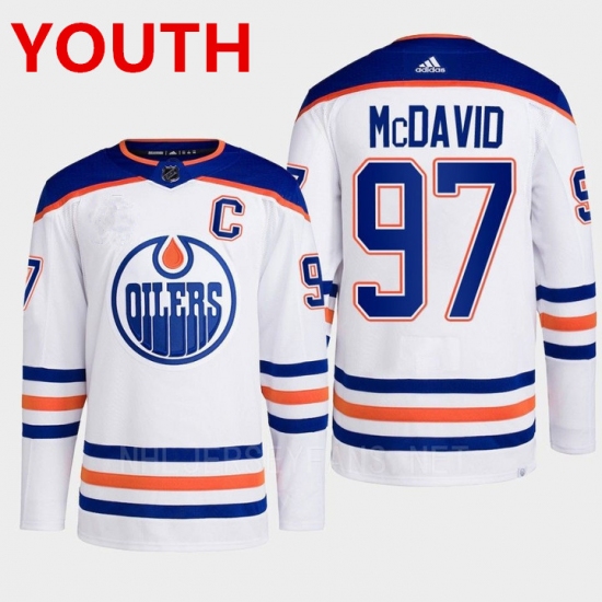 Youth Edmonton Oilers #97 Connor Mcdavid white adidas away stitched Hockey Jersey - Ujersey