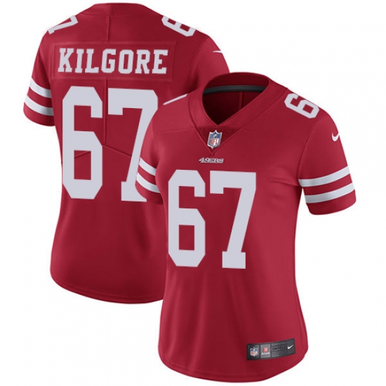 Women's Nike San Francisco 49ers #67 Daniel Kilgore Red Team Color Vapor Untouchable Limited Player NFL Jersey - Ujersey