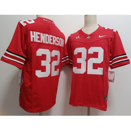 Men's Ohio State Buckeyes #32 TreVeyon Henderson Red FUSE College Football Jersey