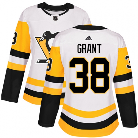 Women's Adidas Pittsburgh Penguins #38 Derek Grant Authentic White Away NHL Jersey - Ujersey