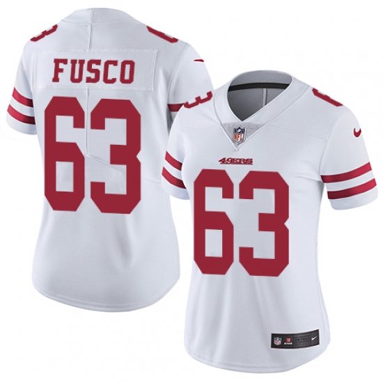 Women's Nike San Francisco 49ers #63 Brandon Fusco Elite White NFL Jersey - Ujersey