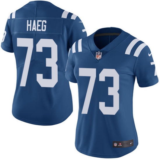 Women's Nike Indianapolis Colts #73 Joe Haeg Royal Blue Team Color Vapor Untouchable Limited Player NFL Jersey - Ujersey