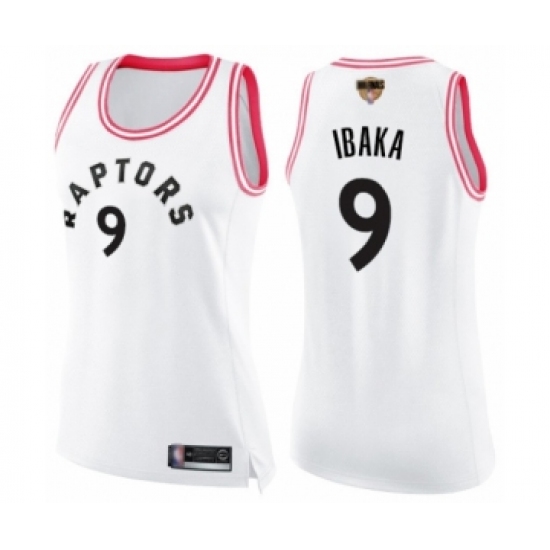 Women's Toronto Raptors #9 Serge Ibaka Swingman White Pink Fashion 2019 Basketball Finals Bound Jersey - Ujersey