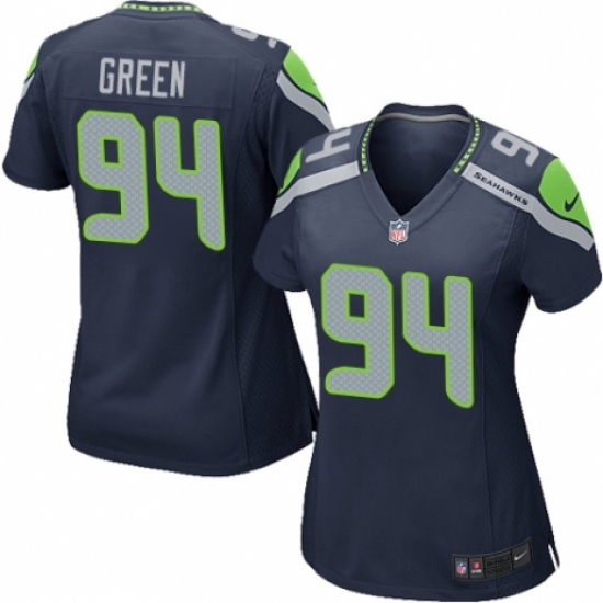 Women's Nike Seattle Seahawks #94 Rasheem Green Game Navy Blue Team Color NFL Jersey - Ujersey