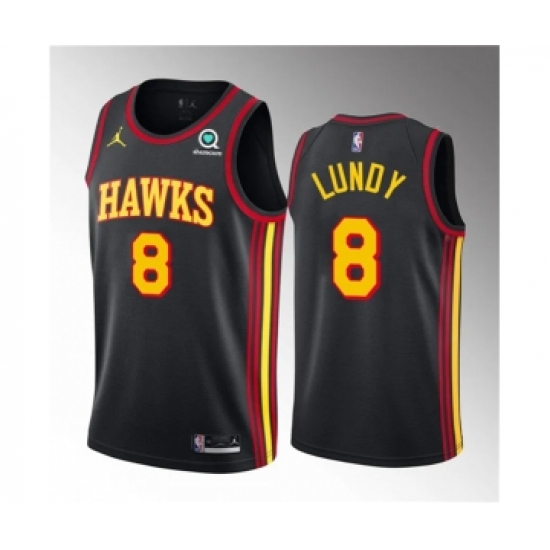 Men's Atlanta Hawks #8 Seth Lundy Black 2023 Draft Statement Edition Stitched Jersey - Ujersey