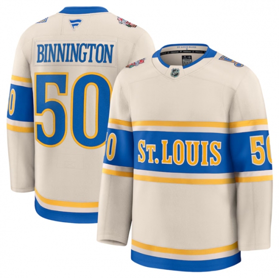 Men's St. Louis Blues #50 Jordan Binnington Cream 2024-25 Winter Classic Stitched Hockey Jersey - Ujersey
