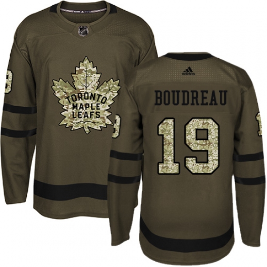 Youth Adidas Toronto Maple Leafs #19 Bruce Boudreau Authentic Green Salute to Service NHL Jersey - Ujersey