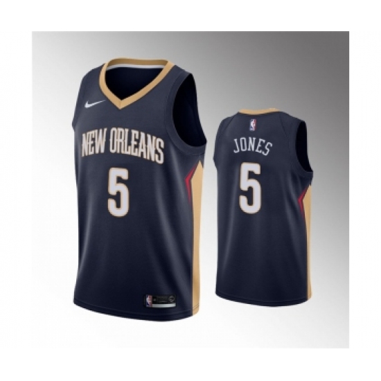 Men's New Orleans Pelicans #5 Herbert Jones Navy Icon Edition Stitched Jersey - Ujersey