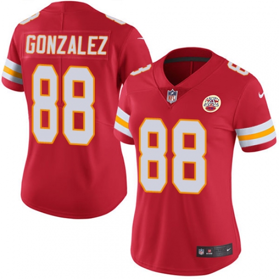 Women's Nike Kansas City Chiefs #88 Tony Gonzalez Red Team Color Vapor Untouchable Limited Player NFL Jersey - Ujersey