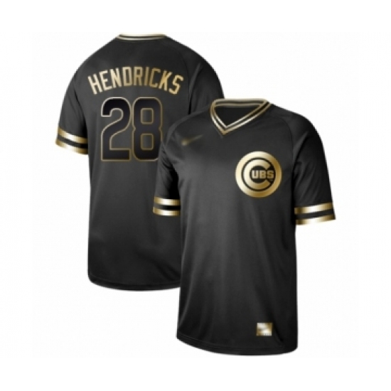 Men's Chicago Cubs #28 Kyle Hendricks Authentic Black Gold Fashion Baseball Jersey - Ujersey