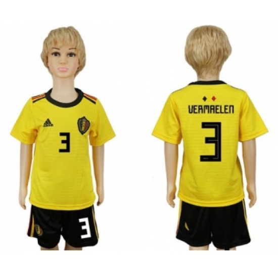 Belgium #3 Vermaelen Away Kid Soccer Country Jersey