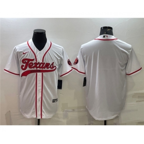 Men's Houston Texans Blank White With Patch Cool Base Stitched Baseball Jersey - Ujersey