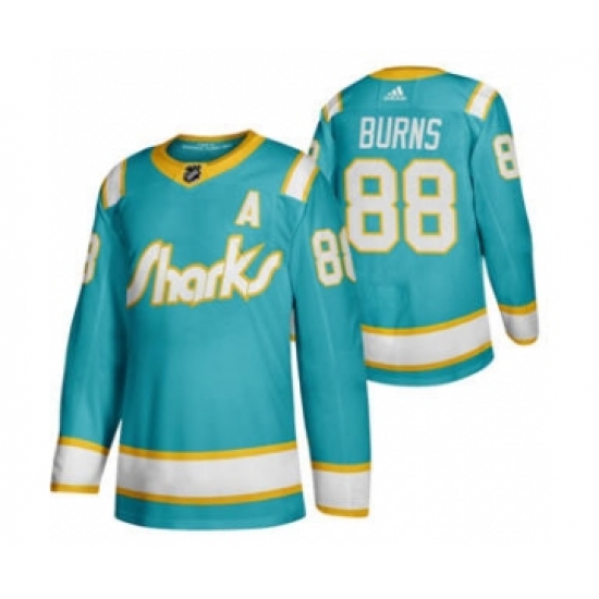 Men's San Jose Sharks #88 Brent Burns 2020 Throwback Authentic Player Hockey Jersey
