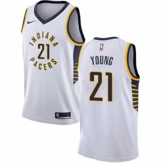 Men's Nike Indiana Pacers #21 Thaddeus Young Authentic White NBA Jersey - Association Edition - Ujersey
