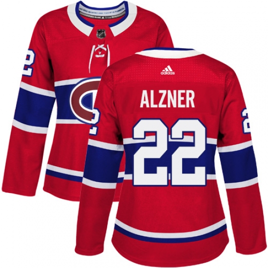Women's Adidas Montreal Canadiens #22 Karl Alzner Premier Red Home NHL Jersey - Ujersey