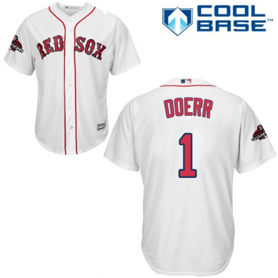 Youth Majestic Boston Red Sox #1 Bobby Doerr Authentic White Home Cool Base 2018 World Series Champions MLB Jersey - Ujersey