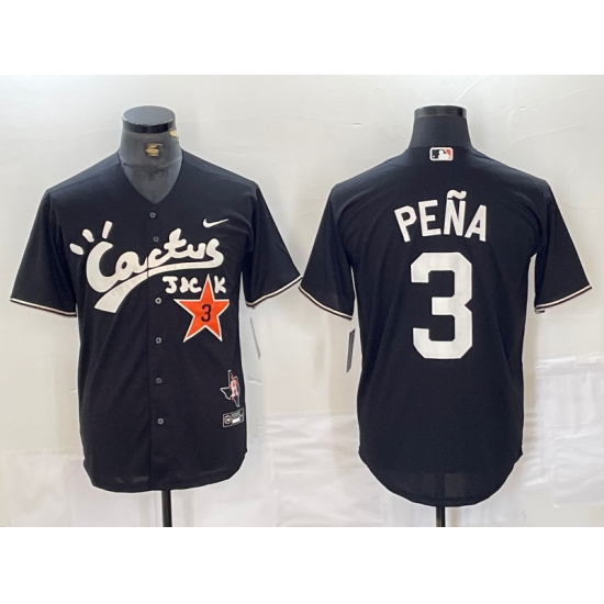 Men's Houston Astros #3 Jeremy Pena Black Cactus Jack Vapor Premier Stitched Baseball Jersey - ujerseystore