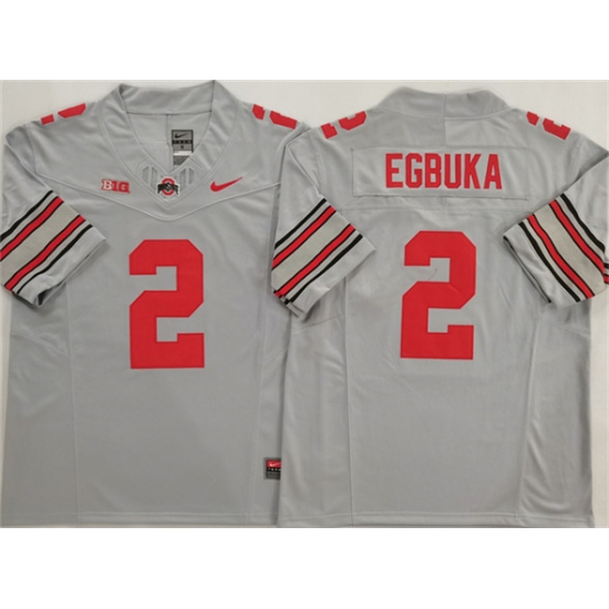 Men's Ohio State Buckeyes #2 Emeka Egbuka Gray 2025 F.U.S.E. Limited Stitched Jersey - Ujersey