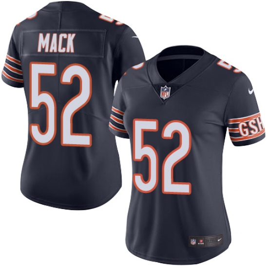 Women's Nike Chicago Bears #52 Khalil Mack Navy Blue Team Color Vapor Untouchable Limited Player NFL Jersey - Ujersey