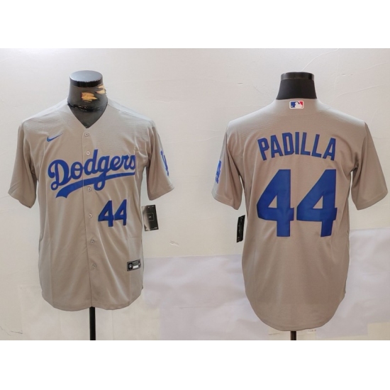 Men's Los Angeles Dodgers #44 Vicente Padilla Number Grey Cool Base Stitched Jerseys - Ujersey