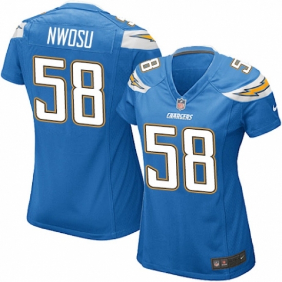 Women's Nike Los Angeles Chargers #58 Uchenna Nwosu Game Electric Blue Alternate NFL Jersey - Ujersey