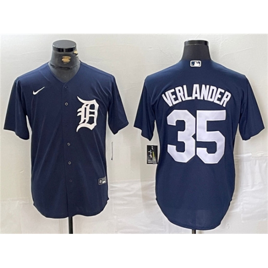 Men's Detroit Tigers #35 Justin Verlander Navy Cool Base Stitched Baseball Jersey - Ujersey