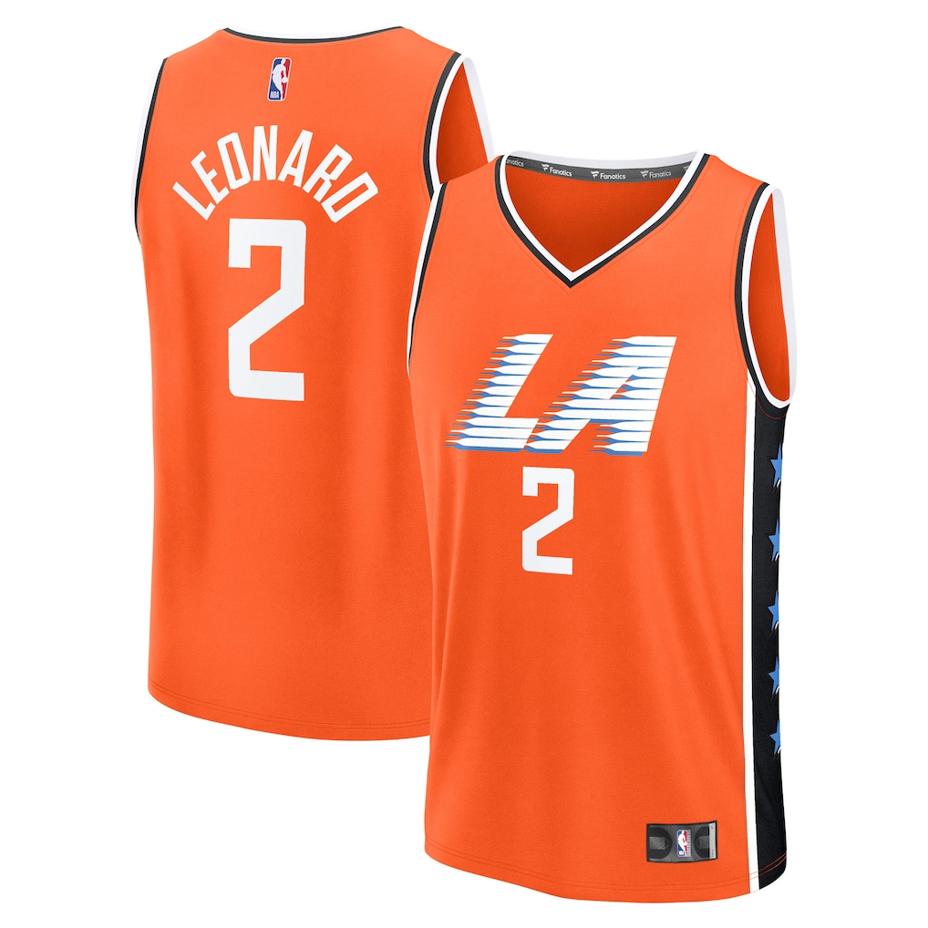 Youth LA Clippers Kawhi Leonard Fanatics Orange 2025/26 City Edition Fast Break Jersey - ujerseystore