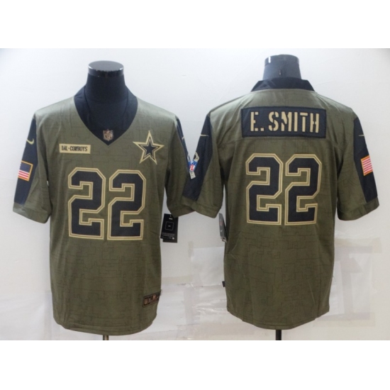 Men's Dallas Cowboys #22 Emmitt Smith Nike Olive 2021 Salute To Service Limited Player Jersey - Ujersey