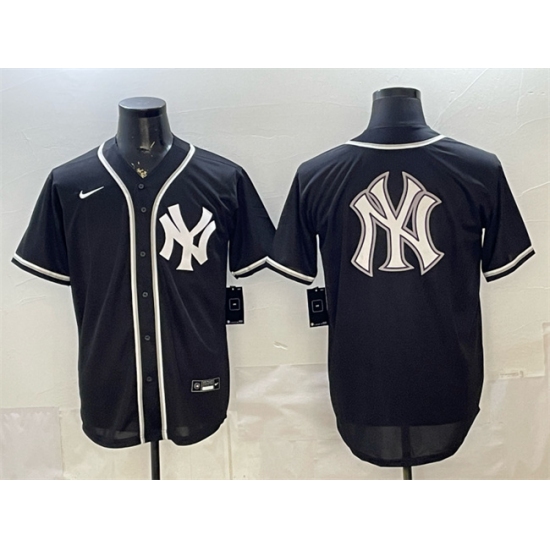 Men's New York Yankees Team Big Logo 2026 Fashion Replica Black Out Stitched Baseball Jersey - Ujersey