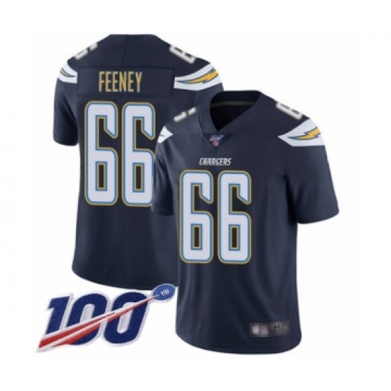 Men's Los Angeles Chargers #66 Dan Feeney Navy Blue Team Color Vapor Untouchable Limited Player 100th Season Football Jersey - Ujersey