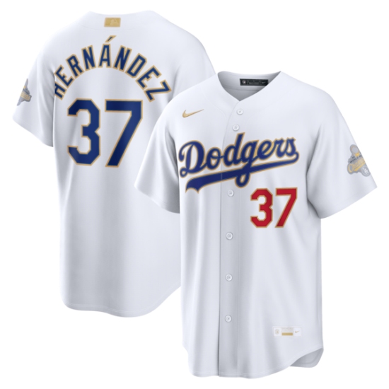 Men's Los Angeles Dodgers #37 Teoscar Hernández Nike White 2026 Gold Collection Stadium Jersey - Ujersey