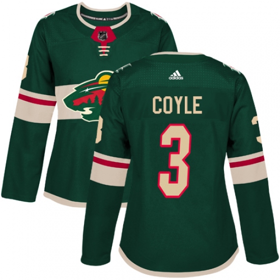Women's Adidas Minnesota Wild #3 Charlie Coyle Premier Green Home NHL Jersey - Ujersey