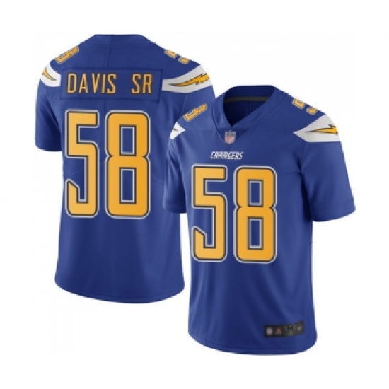 Men's Los Angeles Chargers #58 Thomas Davis Sr Limited Electric Blue Rush Vapor Untouchable Football Jersey - Ujersey