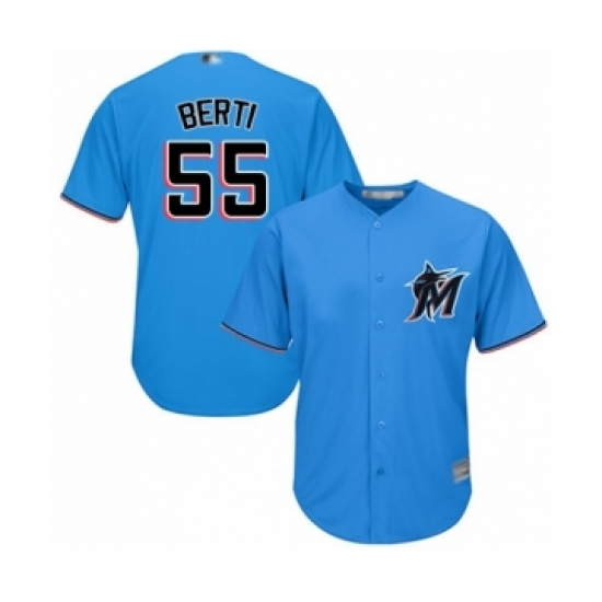 Youth Miami Marlins #55 Jon Berti Authentic Blue Alternate 1 Cool Base Baseball Player Jersey - Ujersey