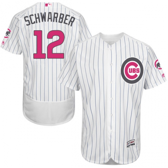 Men's Majestic Chicago Cubs #12 Kyle Schwarber Authentic White 2016 Mother's Day Fashion Flex Base MLB Jersey - Ujersey