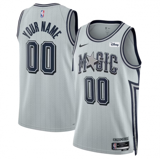 Men's Orlando Magic Active Player Custom Silver 2024-25 City Edition Stitched Basketball Jersey - Ujersey