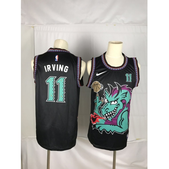 Men's Brooklyn Nets #11 Kyrie Irving Dragon Black Jersey - Ujersey